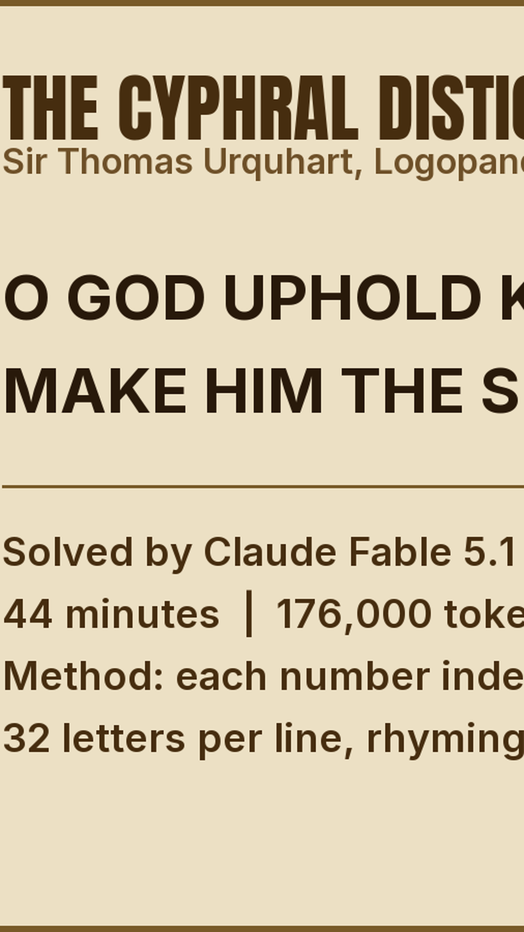 Claude Fable Solves A 370-Year-Old Cypher In 44 Minutes