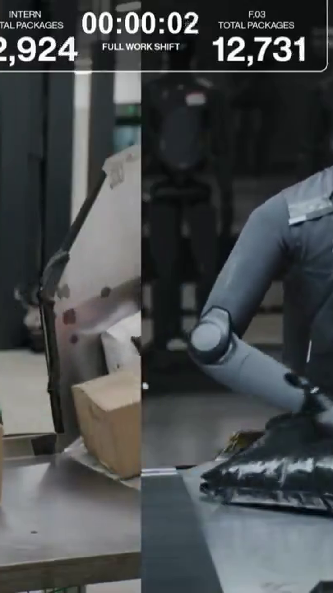 Figure AI's F.03 Robot vs Human Intern - 10-Hour Package Race Ends 12,924 to 12,732